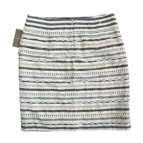Anthropologie Tabitha Striped Lace Trim Pencil Skirt - Size 6 - Picture 3 of 12